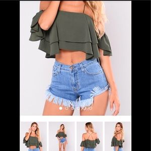 Olive green crop top